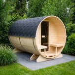 SAUNA EXTÉRIEUR SAUNA EN TONNEAU 186 INFRAROUGE AVEC VÉRANDA